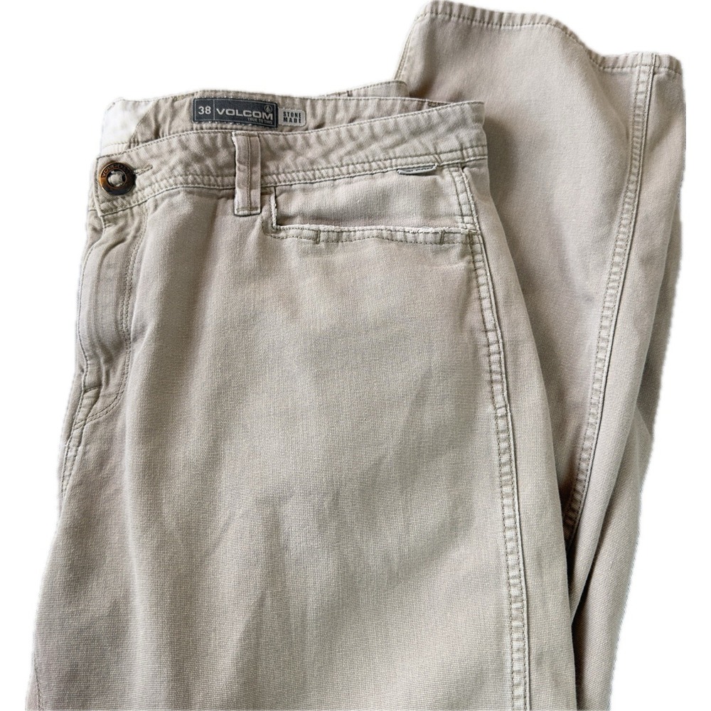 Volcom Men's 38 Chino Pants‎ Khaki Beige Stone Made Outdoors Skate Stretch Twill